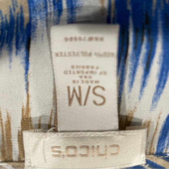 Chico's Blue and Tan Chevron Shawl Poncho Boho S/M - Picture 5 of 5